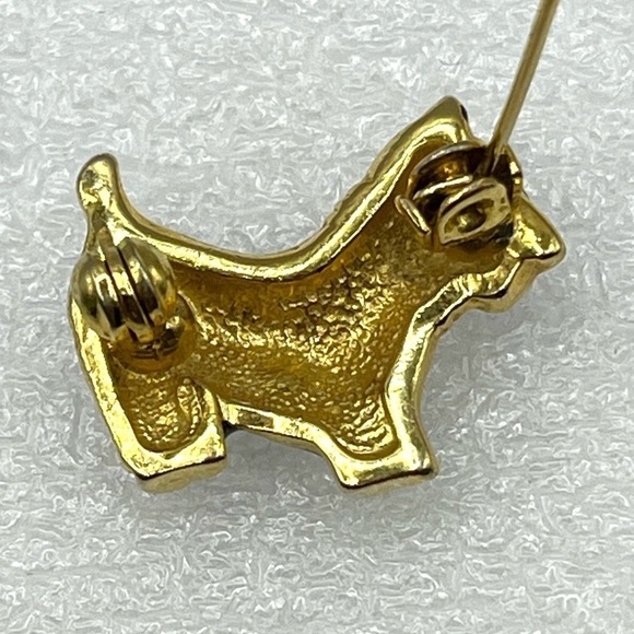 Miniature Scottish Terrier Pin Brooch Dog Rhinestone Black Enamel Cute Tiny Dog - Picture 10 of 10
